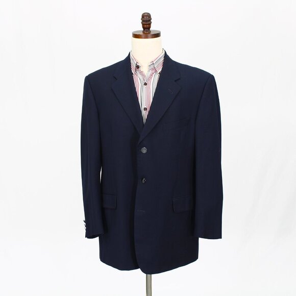 Bespoke 46R Navy Solid 3-Button Sport Coat Blazer Jacket P419 - Picture 1 of 11